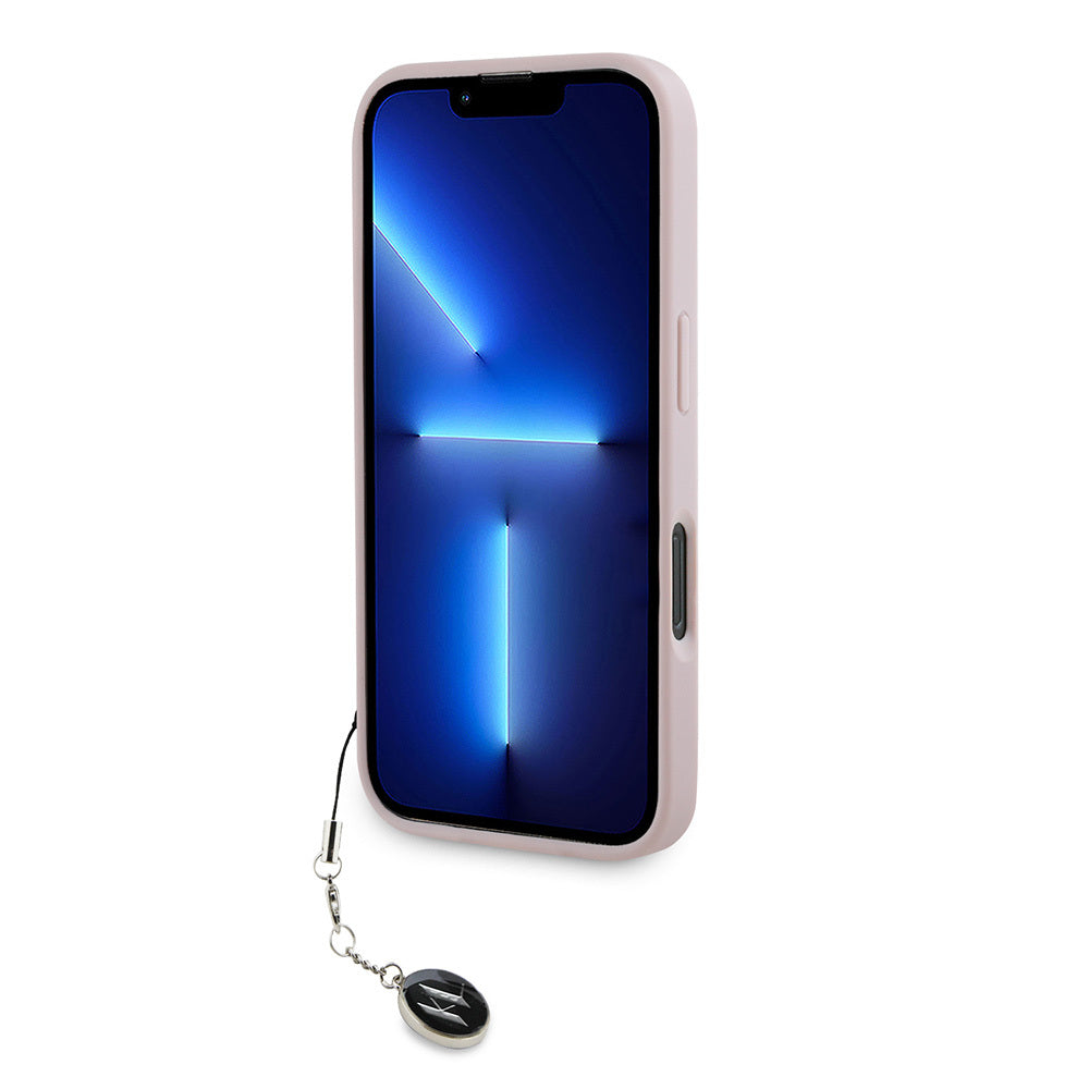 Karl Lagerfeld Orijinal Lisanslı iPhone 16 Pro Max Uyumlu Kılıf – Anahtarlıklı Taşlı KL Yazılı Saffiano Rhinestones Kapak Pembe