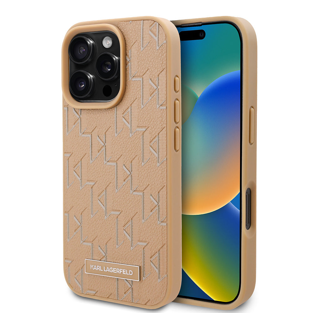 Karl Lagerfeld Orijinal Lisanslı iPhone 16 Pro Max MagSafe Uyumlu Kılıf – KL Yazılı Hot Stamp Kapak