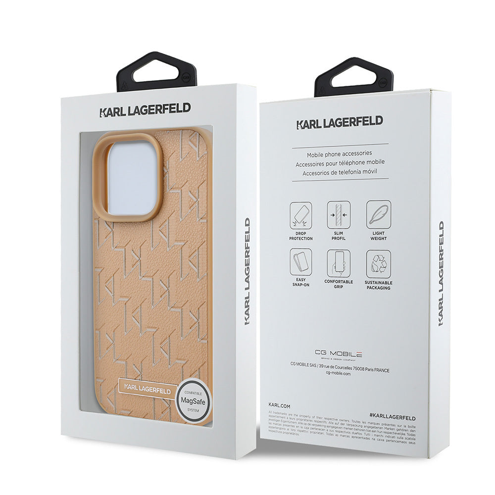 Karl Lagerfeld Orijinal Lisanslı iPhone 16 Pro Max MagSafe Uyumlu Kılıf – KL Yazılı Hot Stamp Kapak