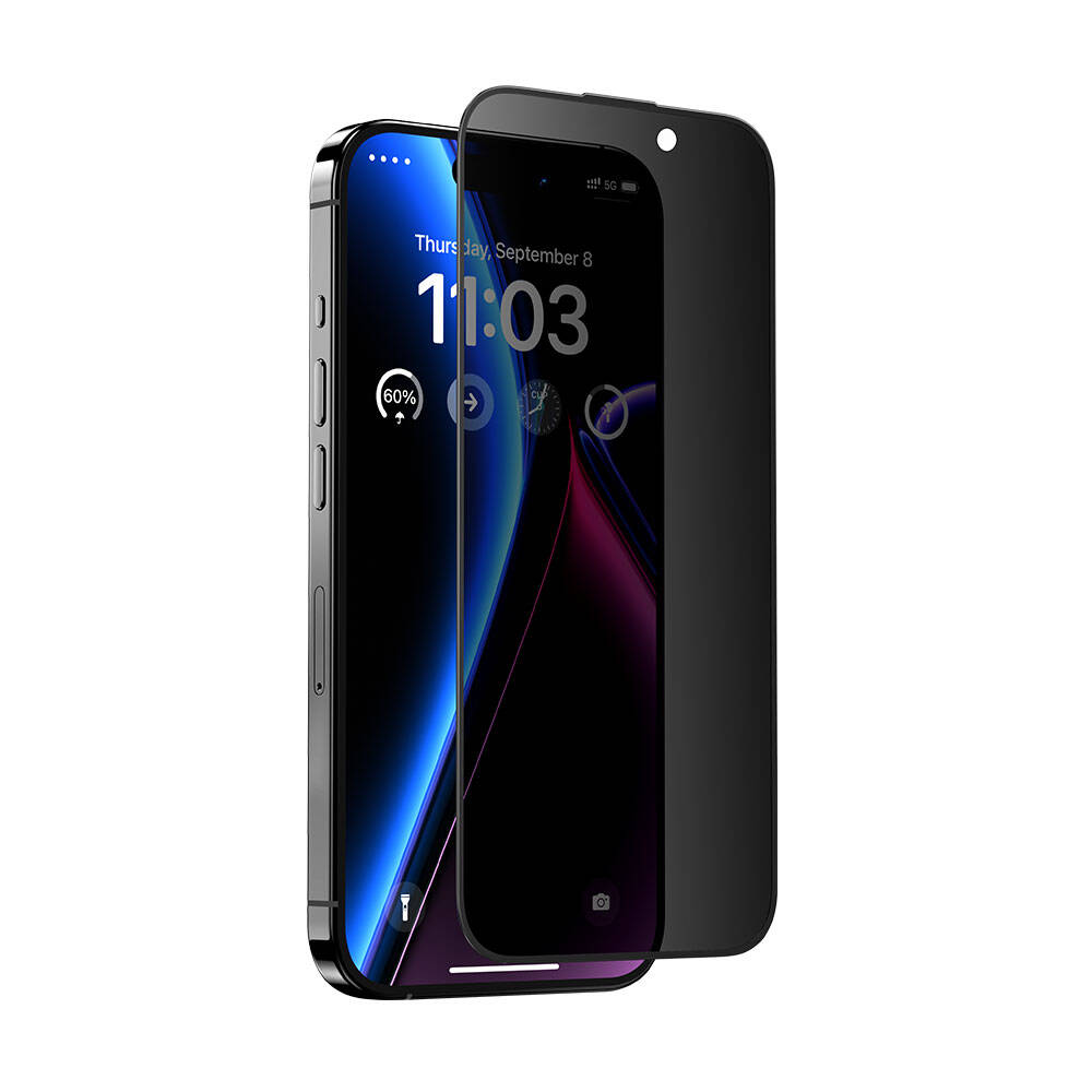 Benks iPhone 14 Pro Max Uyumlu V Pro Ultra Shield Privacy 0.3mm Hayalet Ekran Koruyucu + Kolay Uygulama Aparatlı