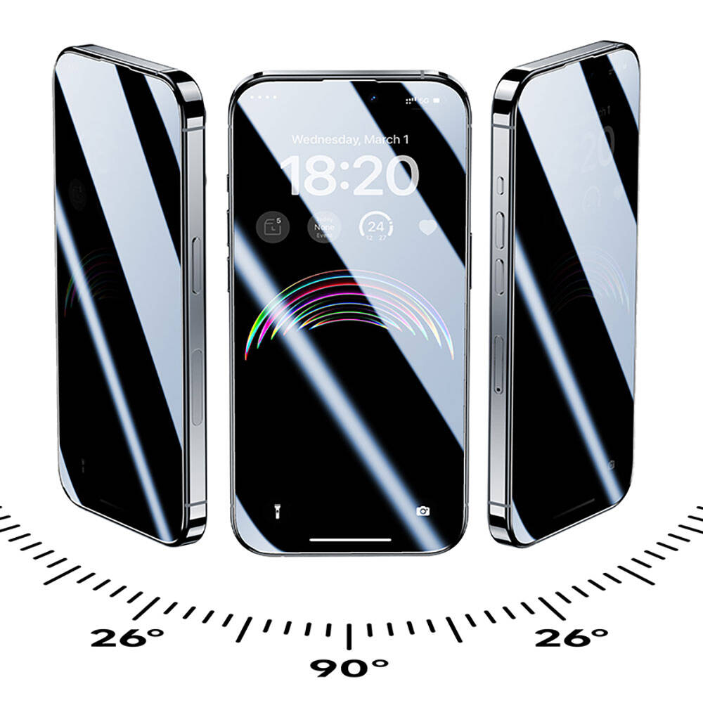 Benks iPhone 14 Pro Max Uyumlu V Pro Ultra Shield Privacy 0.3mm Hayalet Ekran Koruyucu + Kolay Uygulama Aparatlı