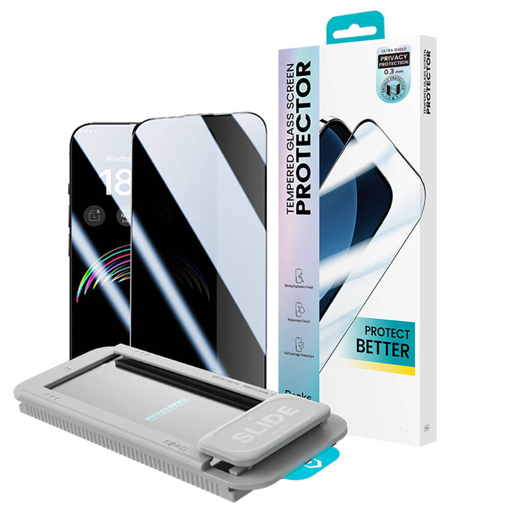 Benks iPhone 14 Pro Max Uyumlu V Pro Ultra Shield Privacy 0.3mm Hayalet Ekran Koruyucu + Kolay Uygulama Aparatlı