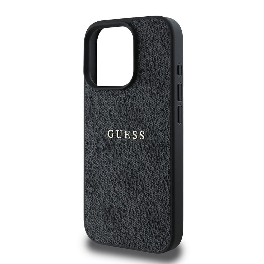Guess Orijinal Lisanslı iPhone 15 Pro Max MagSafe Uyumlu Kılıf – 4G Desenli Yazı Logolu Kapak, Şarj Özellikli