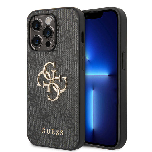 Guess Orijinal Lisanslı iPhone 15 Pro Max MagSafe Uyumlu Kılıf – PU Deri, Yazı ve 4G Metal Logolu Desenli Kapak