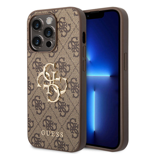 Guess Orijinal Lisanslı iPhone 15 Pro Max MagSafe Uyumlu Kılıf – PU Deri, Yazı ve 4G Metal Logolu Desenli Kapak