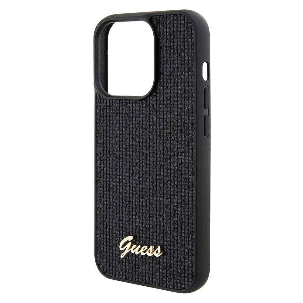 Guess Orijinal Lisanslı iPhone 15 Pro Max MagSafe Uyumlu Kılıf – Yazı Logolu, Disco Script Metal Kapak