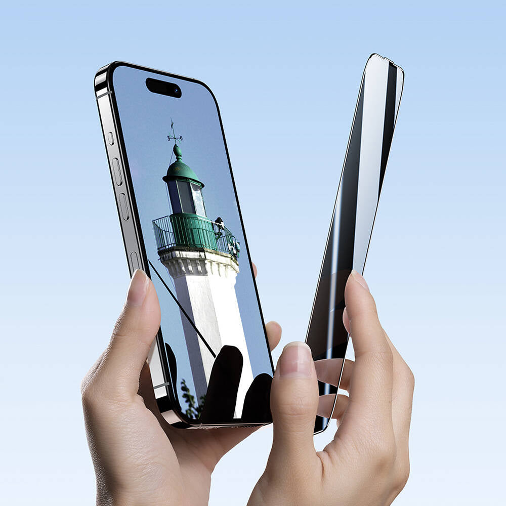 Benks iPhone 16 Plus Uyumlu Ultra Shield 0.3mm Privacy Hayalet Ekran Koruyucu + Kolay Uygulama Aparatlı