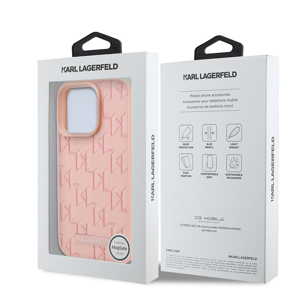 Karl Lagerfeld Orijinal Lisanslı iPhone 16 Pro Max MagSafe Uyumlu Kılıf – KL Yazılı Hot Stamp Kapak