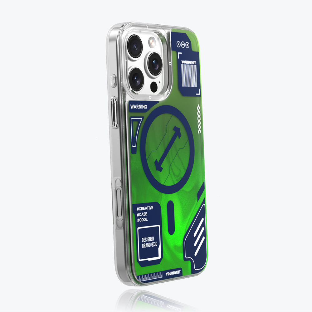 iPhone 16 Pro Max MagSafe Uyumlu Kılıf - Şarj Özellikli Parlak Kumlu Sıvılı Tasarımlı Galaxy Fantasy Serisi Kapak Yeşil